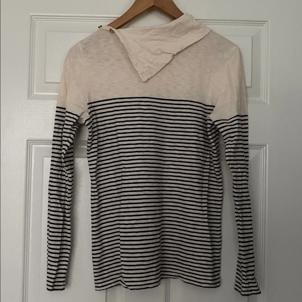 J. Crew Painter Tee Striped Turtleneck Button-Detail Size Medium